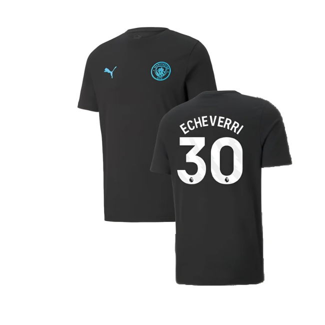 2024-2025 Man City ESS Tee (Black) (Echeverri 30)