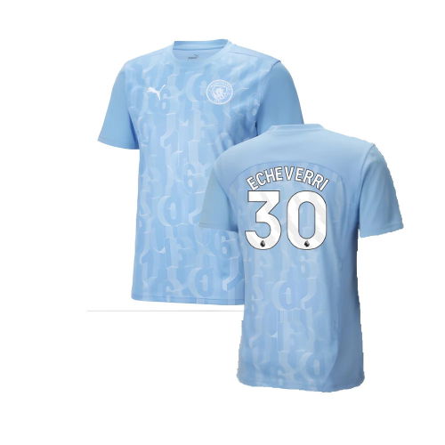 2024-2025 Man City Prematch SS Shirt (Light Blue) (Echeverri 30)