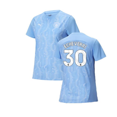 2024-2025 Man City Prematch SS Shirt (Light Blue) - Womens (Echeverri 30)