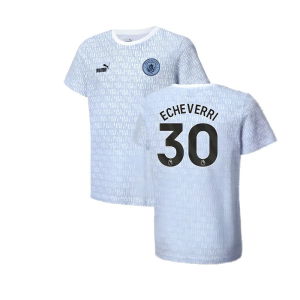 2024-2025 Man City ftblCulture Tee AOP (Light Blue) - Kids (Echeverri 30)