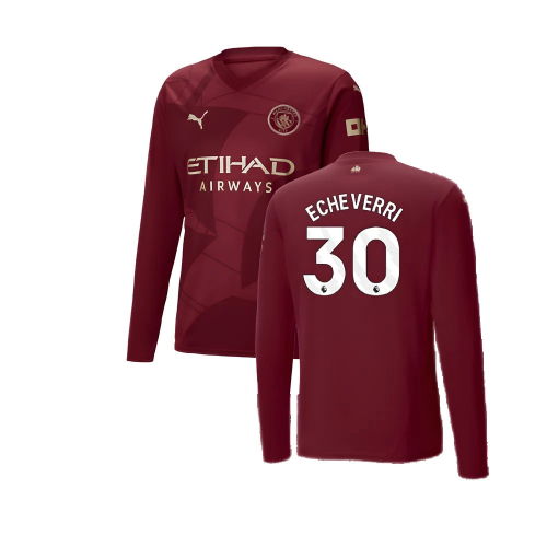 2024-2025 Man City Third Long Sleeve Shirt (Echeverri 30)