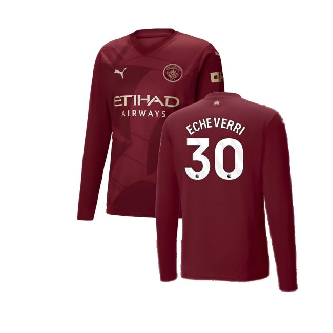 2024-2025 Man City Third Long Sleeve Shirt (Echeverri 30)