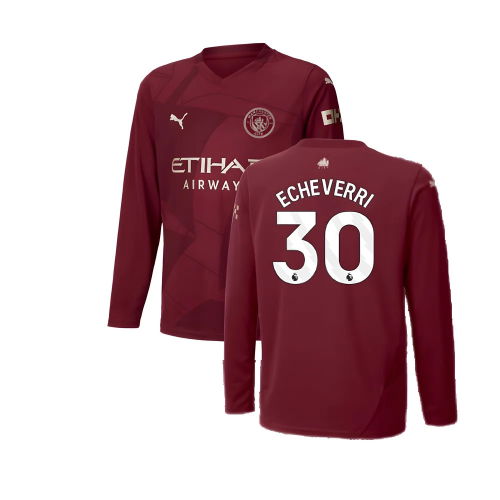 2024-2025 Man City Third Long Sleeve Shirt (Kids) (Echeverri 30)