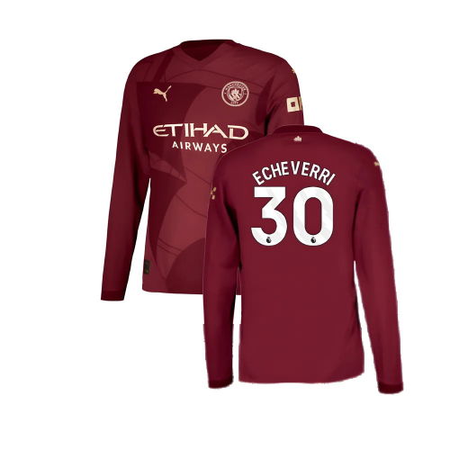 2024-2025 Man City Third Long Sleeve Authentic Shirt (Echeverri 30)
