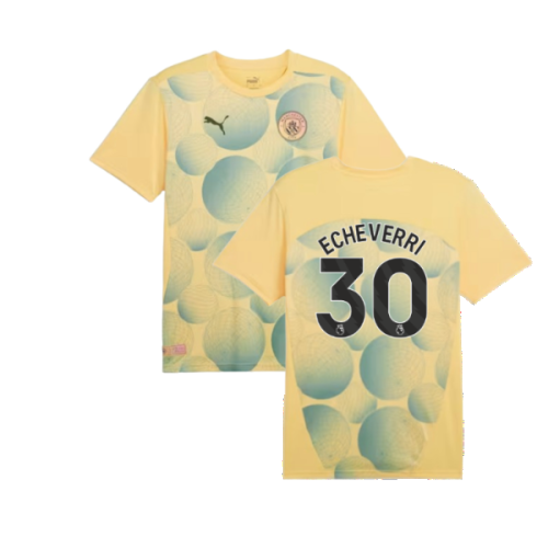 2024-2025 Man City Prematch SS Shirt (Flaxen) (Echeverri 30)