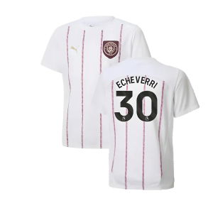 2024-2025 Man City Prematch SS Jersey (White) - Kids (Echeverri 30)
