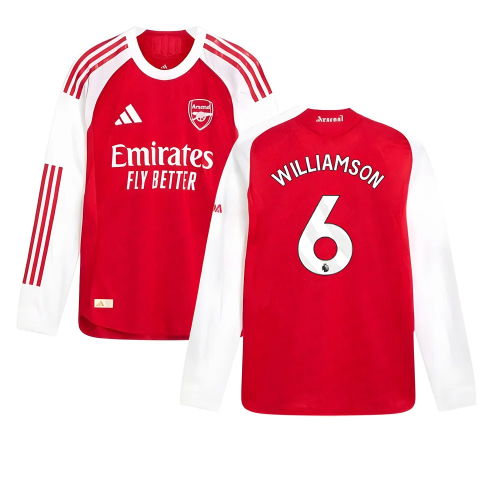 2025-2026 Arsenal Authentic Long Sleeve Home Shirt (Williamson 6)