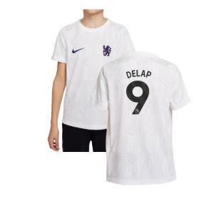2025-2026 Chelsea Pre-Match Shirt (White) - Kids (Delap 9)
