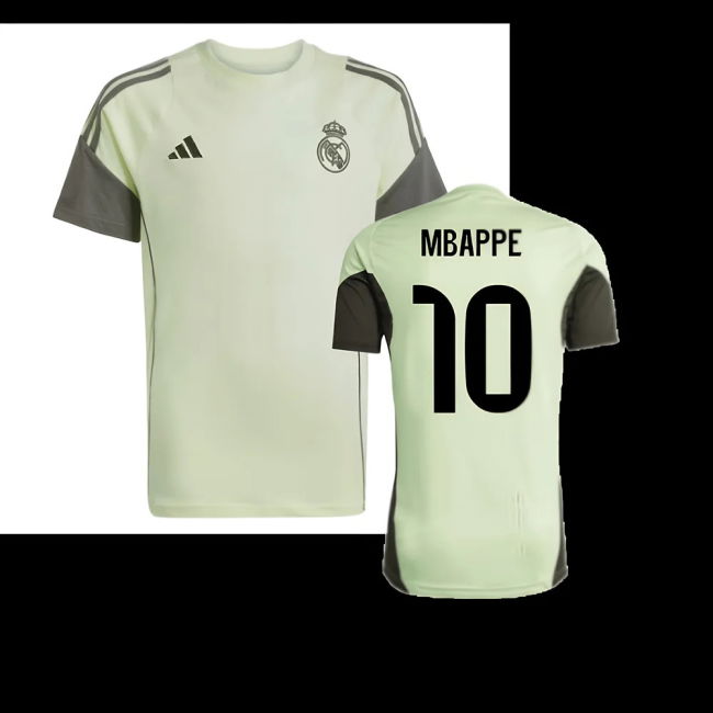 2025-2026 Real Madrid Training Tee (Almost Lime) - Kids (Mbappe 10)