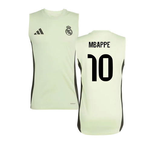 2025-2026 Real Madrid Sleeveless Training Jersey (Almost Lime) (Mbappe 10)