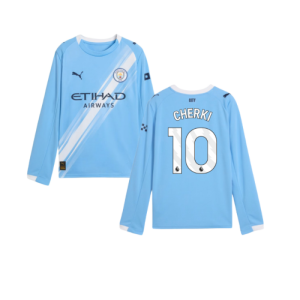 2025-2026 Man City Long Sleeve Home Shirt (Kids) (Cherki 10)
