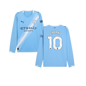 2025-2026 Man City Long Sleeve Home Shirt (Cherki 10)