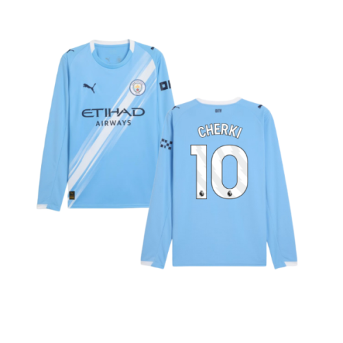 2025-2026 Man City Long Sleeve Home Shirt (Cherki 10)