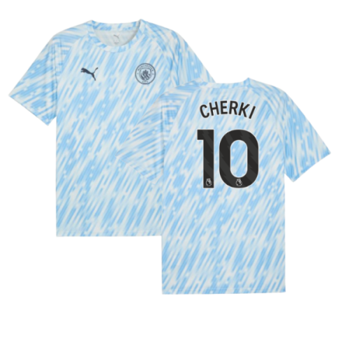 2025-2026 Man City Warm Up Jersey (Silver Sky) (Cherki 10)