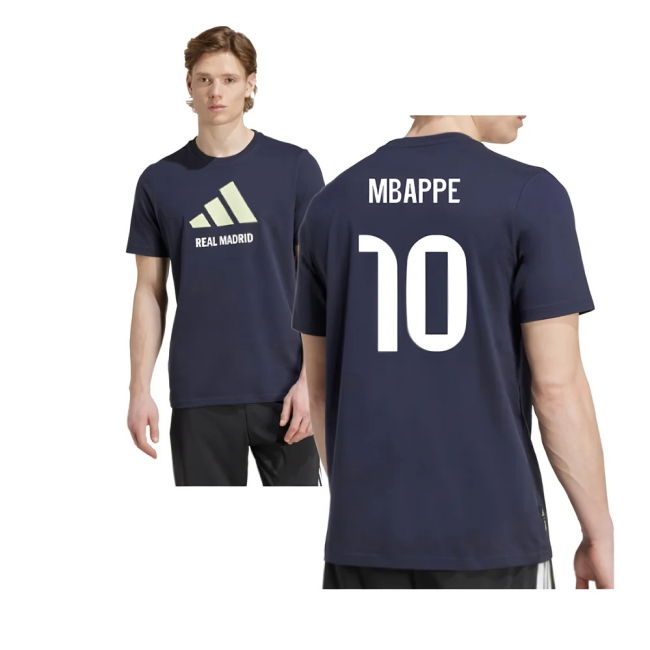 2025-2026 Real Madrid Seasonal Graphic Tee (Legend Ink) (Mbappe 10)