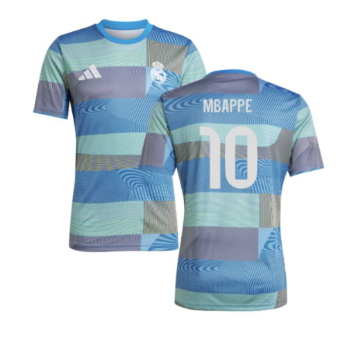 2025-2026 Real Madrid Pre-Match Shirt (Blue) (Mbappe 10)