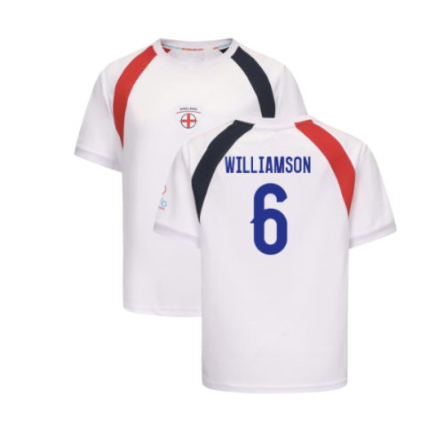 2025 England WEC Poly T-Shirt (White) - Kids (WILLIAMSON 6)