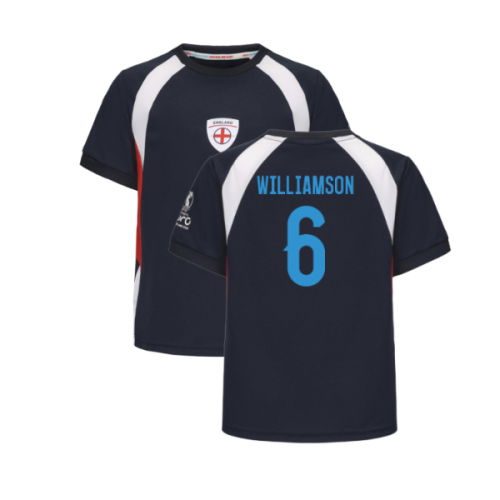2025 England WEC Poly T-Shirt (Navy) - Kids (WILLIAMSON 6)