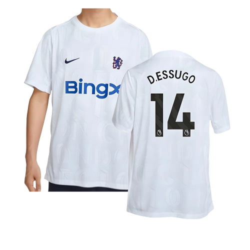 2025-2026 Chelsea Academy Pro Pre-Match Football Top (White) (D.Essugo 14)