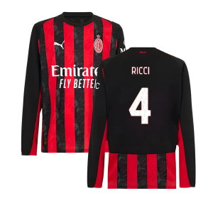 2025-2026 AC Milan Long Sleeve Home Shirt (Ricci 4)