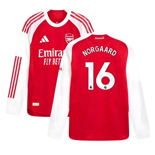 2025-2026 Arsenal Authentic Long Sleeve Home Shirt (Norgaard 16)