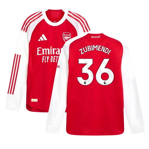 2025-2026 Arsenal Authentic Long Sleeve Home Shirt (Zubimendi 36)