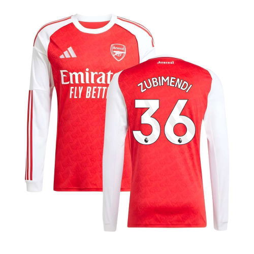 2025-2026 Arsenal Long Sleeve Home Shirt (Zubimendi 36)