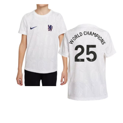 2025-2026 Chelsea Pre-Match Shirt (White) - Kids (World Champions 25)