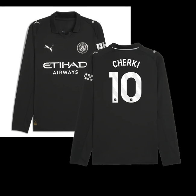 2025-2026 Man City Long Sleeve Away Shirt (Cherki 10)