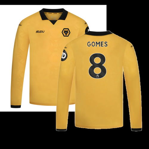 2025-2026 Wolves Long Sleeve Home Shirt - Kids (Gomes 8)