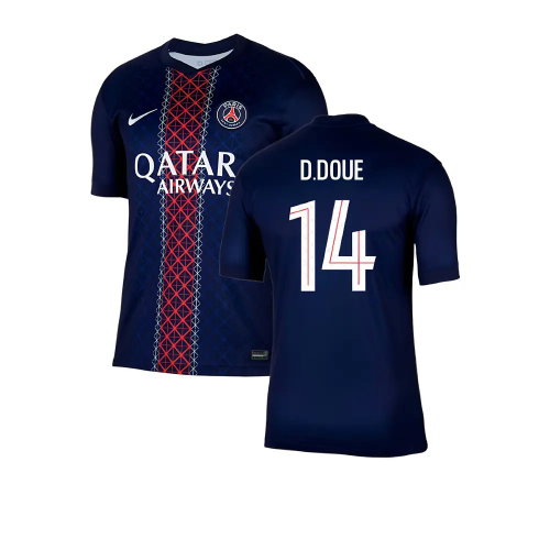 2025-2026 PSG Paris Saint Germain Home Shirt (D.Doue 14)