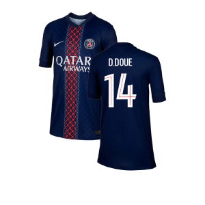 2025-2026 PSG Paris Saint Germain Home Shirt (Kids) (D.Doue 14)