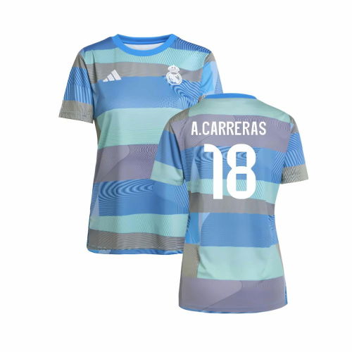 2025-2026 Real Madrid Pre-Match Shirt (Bluebird) - Womens (A.Carreras 18)