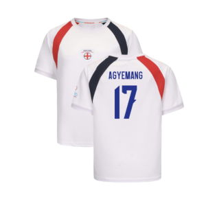 2025 England WEC Poly T-Shirt (White) - Kids (AGYEMANG 17)
