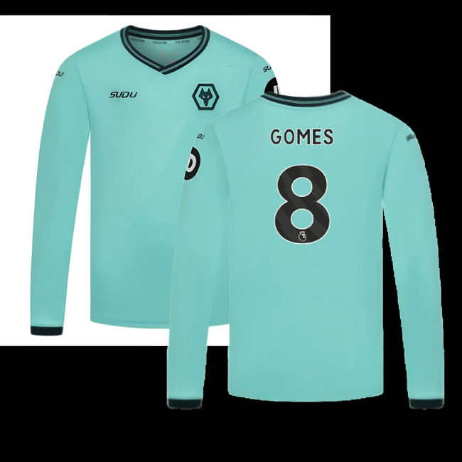 2025-2026 Wolves Long Sleeve Away Shirt (Kids) (Gomes 8)