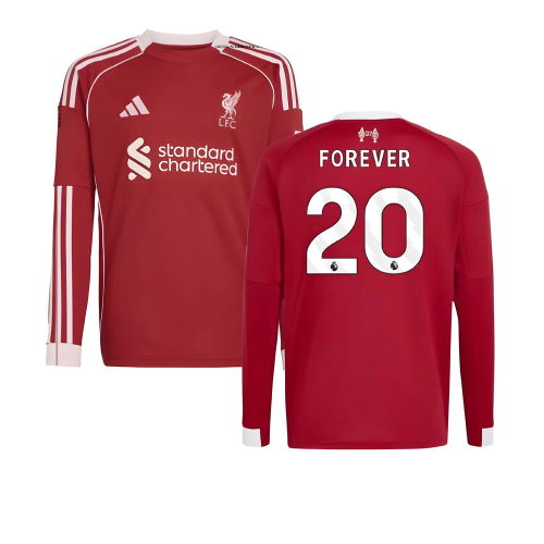 2025-2026 Liverpool Long Sleeve Home Shirt (Kids) (Forever 20)