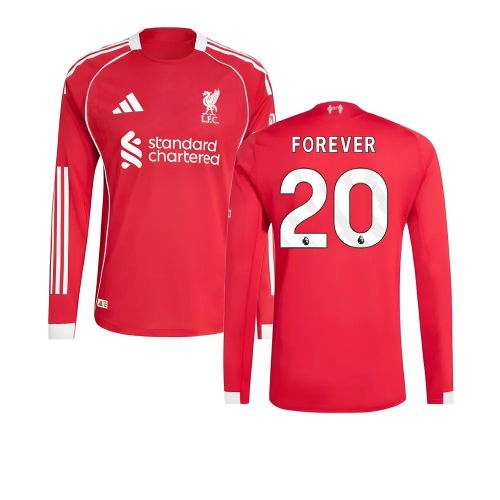 2025-2026 Liverpool Authentic Long Sleeve Home Shirt (Forever 20)