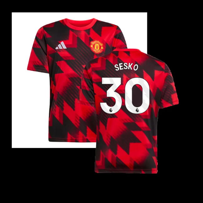 2025-2026 Man Utd Pre-Match Shirt (Red) - Kids (Sesko 30)