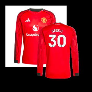 2025-2026 Man Utd Long Sleeve Home Shirt (Sesko 30)