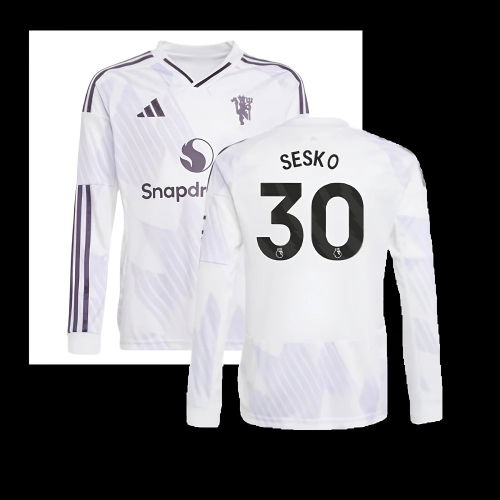 2025-2026 Man Utd Long Sleeve Away Shirt (Kids) (Sesko 30)