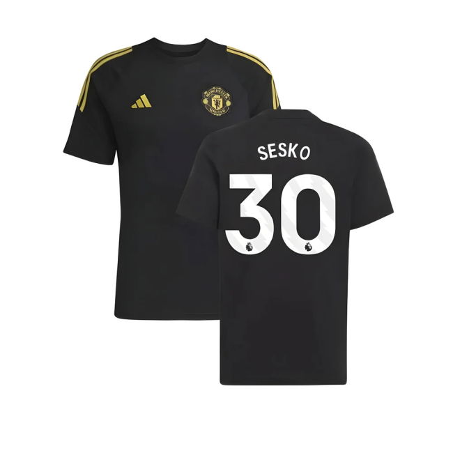 2025-2026 Man Utd EU Training Tee (Black) (Sesko 30)