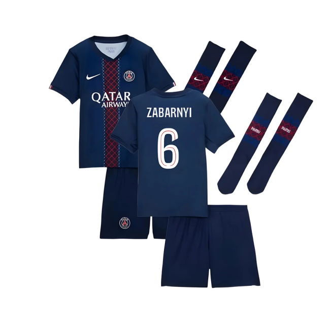 2025-2026 PSG Home Little Kids Mini Kit (Zabarnyi 6)
