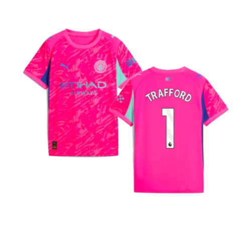 2025-2026 Man City Goalkeeper Home Shirt (Pink) - Kids (Trafford 1)