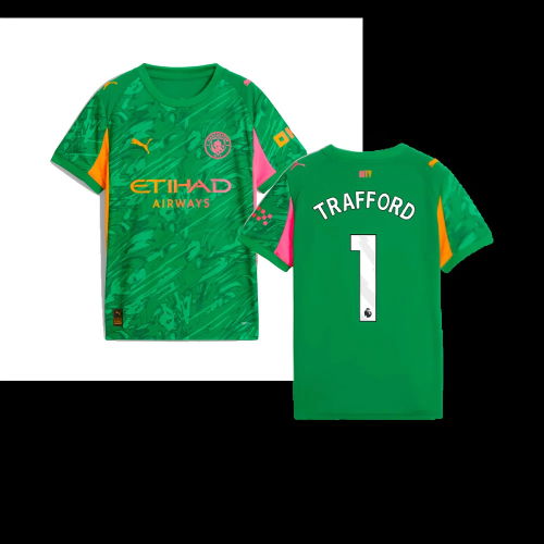 2025-2026 Man City Goalkeeper Away Shirt (Green) - Kids (Trafford 1)
