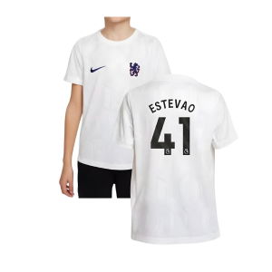 2025-2026 Chelsea Pre-Match Shirt (White) - Kids (Estevao 41)