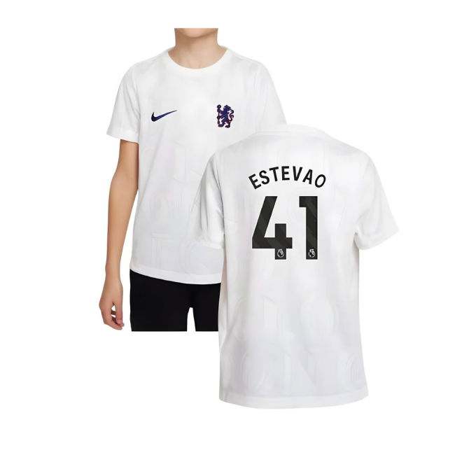 2025-2026 Chelsea Pre-Match Shirt (White) - Kids (Estevao 41)