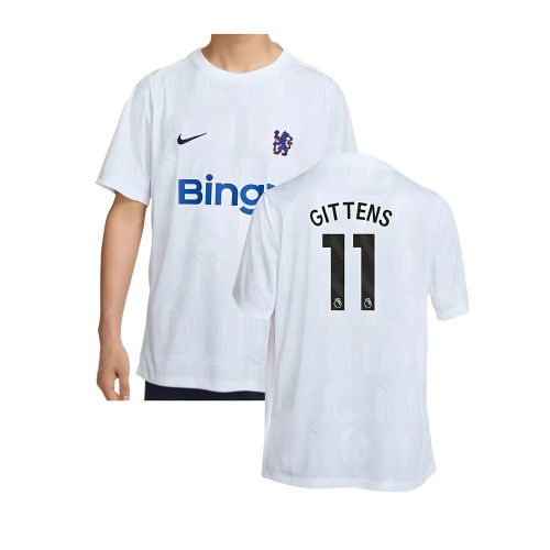 2025-2026 Chelsea Academy Pro Pre-Match Football Top (White) (Gittens 11)