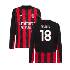 2025-2026 AC Milan Long Sleeve Home Shirt (Nkunku 18)
