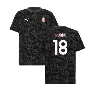 2025-2026 AC Milan ftblCulture Tee AOP (Black) (Nkunku 18)
