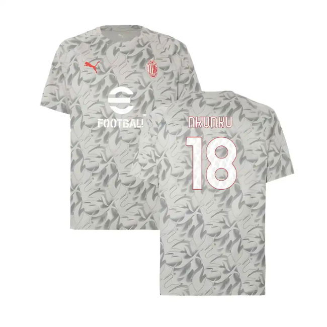 2025-2026 AC Milan Warm Up Jersey (Smokey Gray) (Nkunku 18)